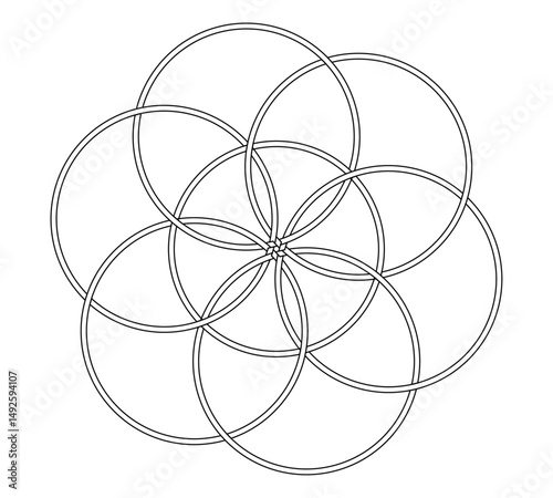 flower of life black color vector on white background for wallpaper template decoration symbol 