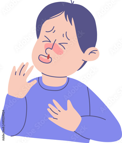 Hand-Drawn Boy Vector: With Nosebleed Condition