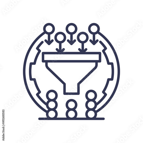 Illustration of a funnel filtering data, symbolizing sorting and prioritization.