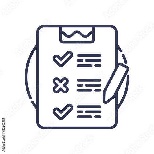 Checklist with checkmarks and cross, symbolizing error detection and correction.