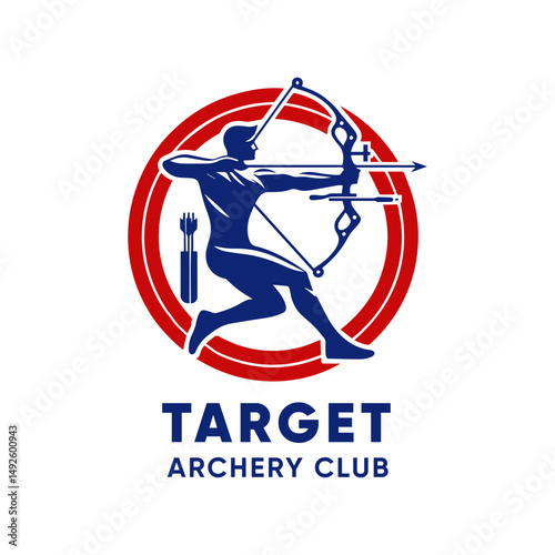silhouette of archery man aiming target with bow and arrow