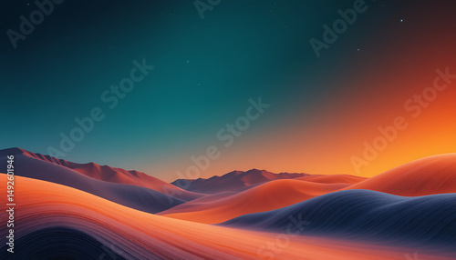 Vibrant sky over mountain and desert landscapes at sunrise and sunset