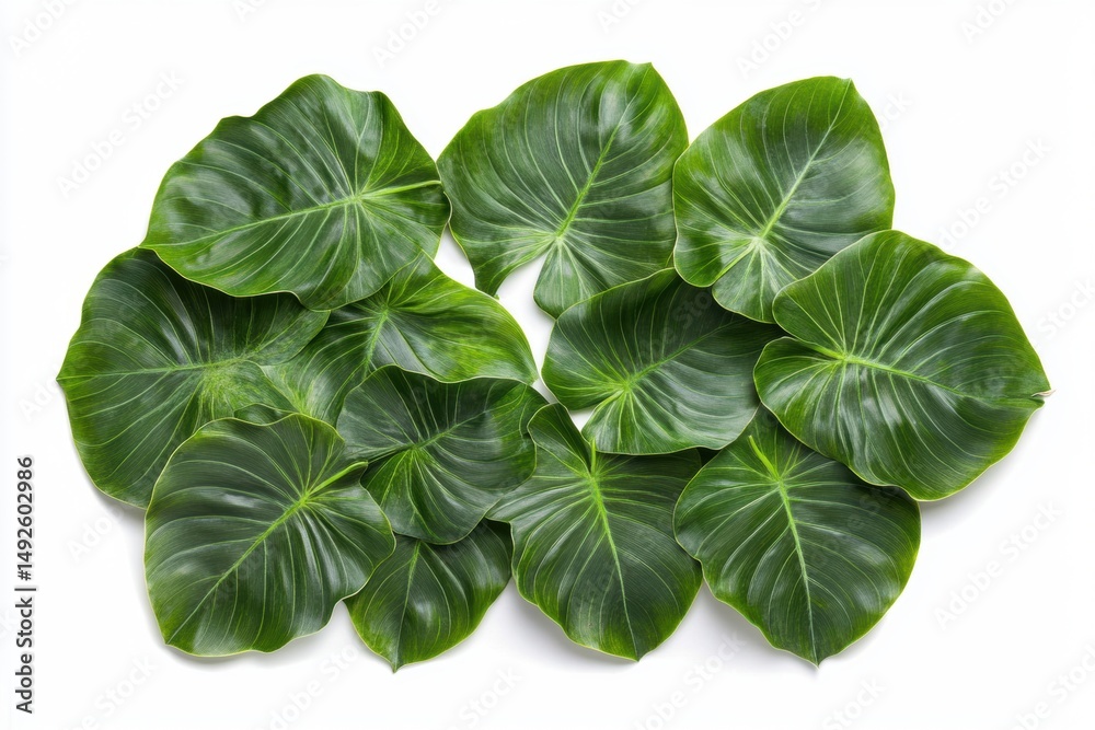 Fototapeta premium Vibrant green philodendron leaves on white background