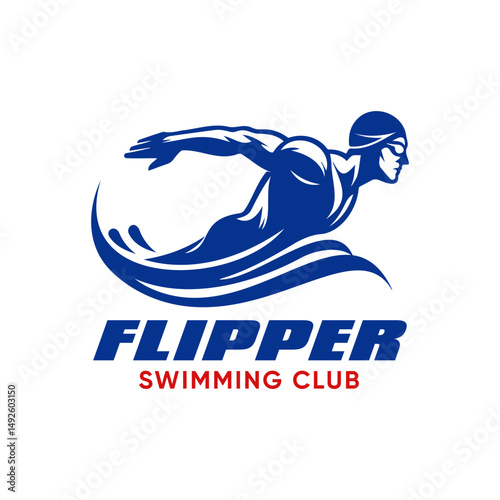 swimmer athlete swim vector logo  