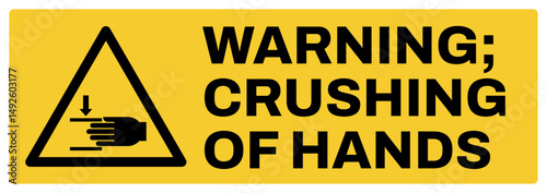 warning safety signs v2 uppercase text_warning ; crushing of hands_landscape size 1/2 a4,a3,a2,a1	 
