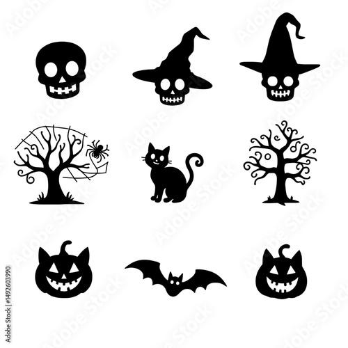 "Halloween Vector Collection – Pumpkins, Ghosts, Witches, and Spooky Elements"

