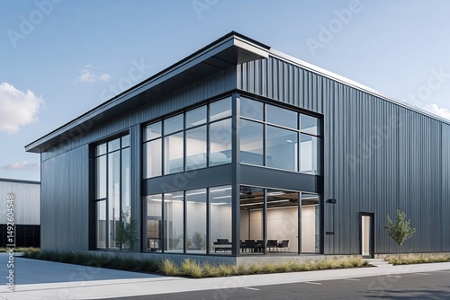 Wallpaper Mural Contemporary Minimalist Warehouse Design Featuring Functional Office Space with Expansive Glass Facades and Aluminum Cladding Torontodigital.ca
