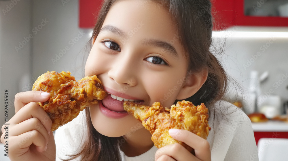 girl eating fried chicken girl eating fried chicken