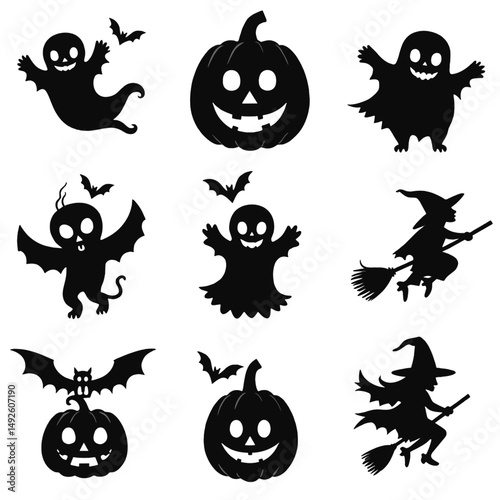 "Halloween Vector Collection – Pumpkins, Ghosts, Witches, and Spooky Elements"

