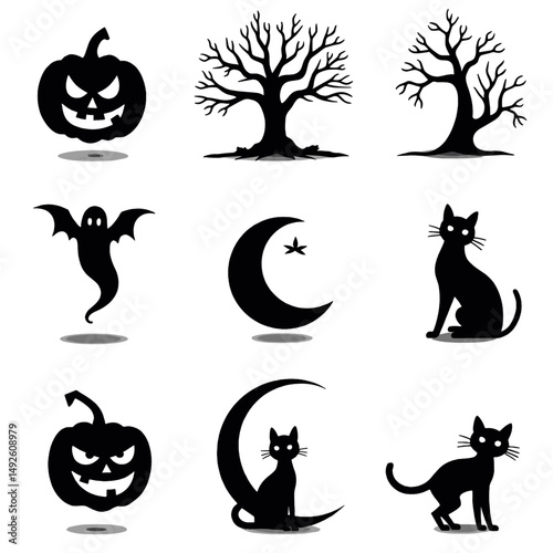 "Halloween Vector Collection – Pumpkins, Ghosts, Witches, and Spooky Elements"

