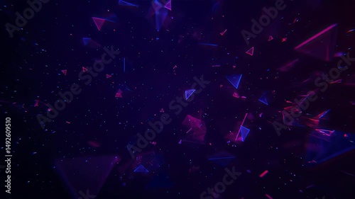 Abstract Glowing Triangles Motion Background
