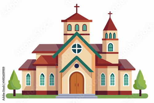 Editable Church Vector Background