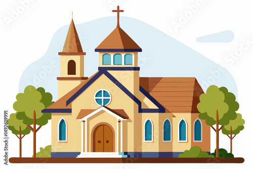 Editable Church Vector Background