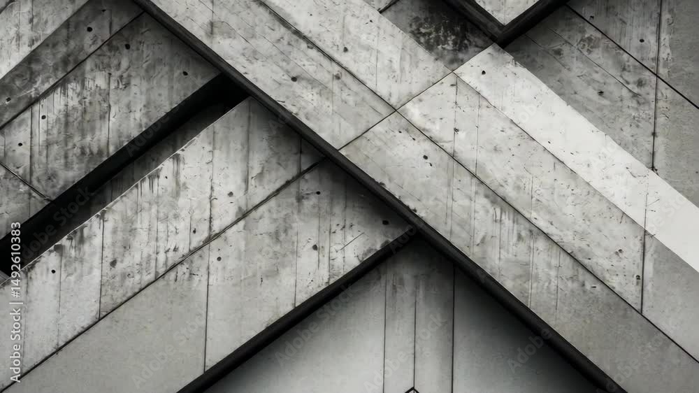 intersecting gray concrete architectural details create an abstract angular textured surface