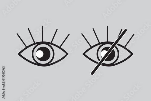 See and unsee eye icon vector, vector eye icon for visible and invisible passwords EPS 10