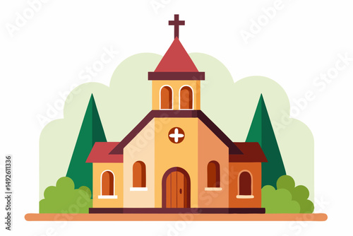 Church Profile Vector Illustration