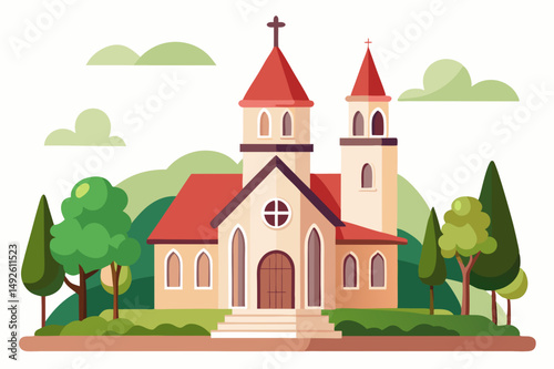Empty Background Church Vector