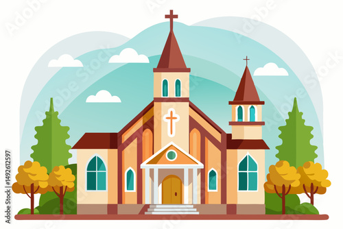 Vintage Church Illustration Vector