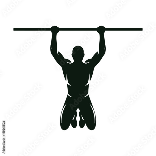 Powerful Silhouette of a Weightlifter Performing an Overhead Squat
