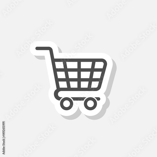 Trolley icon, Shopping Cart Logo sticker isolated on gray background