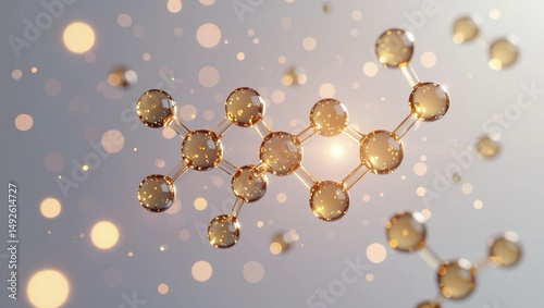 Elegant 3D rendering showcasing the molecular structure of alpha arbutin, highlighting its beauty and scientific significance in a visually appealing format.