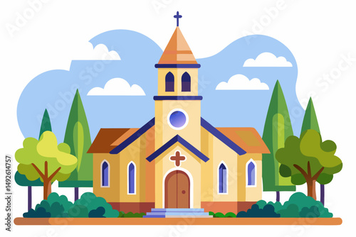 Clean Church Design Vector