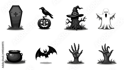 "Halloween Vector Collection – Pumpkins, Ghosts, Witches, and Spooky Elements"

