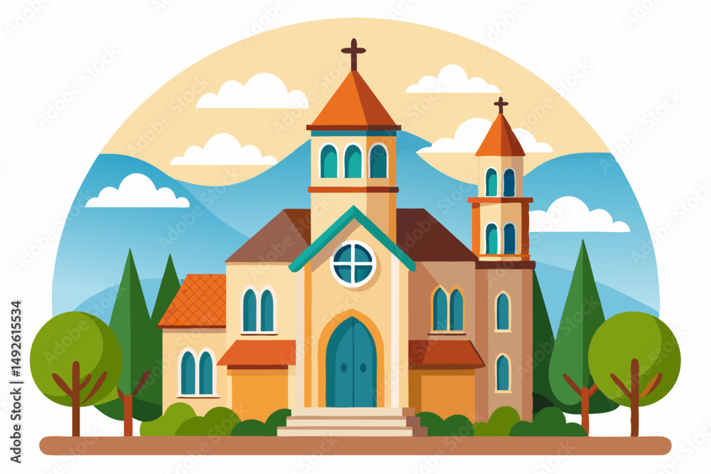 Naklejka premium Classic Church Vector Artwork