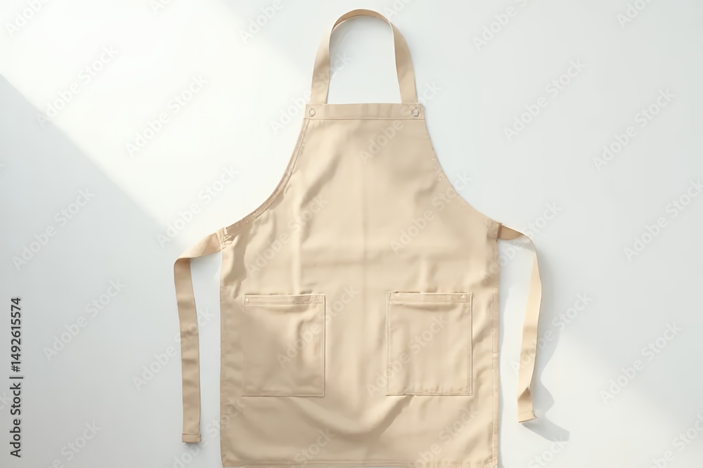 Naklejka premium beige-apron-kitchen-cooking-baking-uniform-workwear-chef-apparel