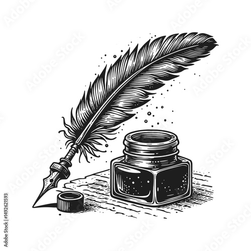 Feather and ink
