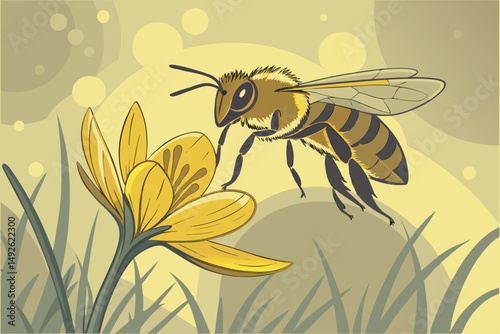 20 a bee hovering over a yellow flower, intricate details, bokeh background, cinematic lighting, macro shot, sharp focus, vibrant colors, photorealistic