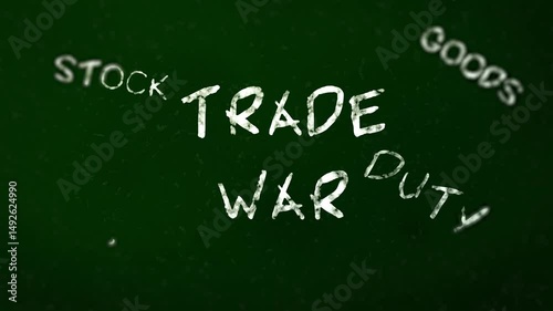 Handwritten Economic Keywords against Green Chalkboard	