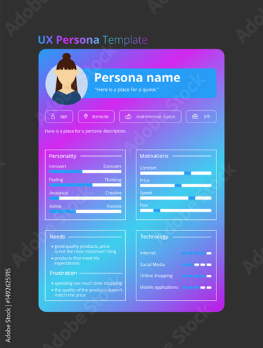 UX persona gradient template.