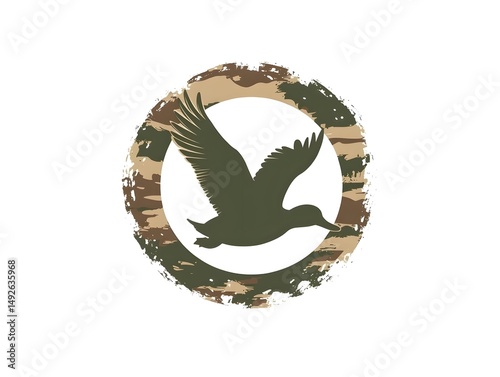 Duck Silhouette Logo: Camouflage Vector for Hunting and Outdoor Sports Enthusiasts