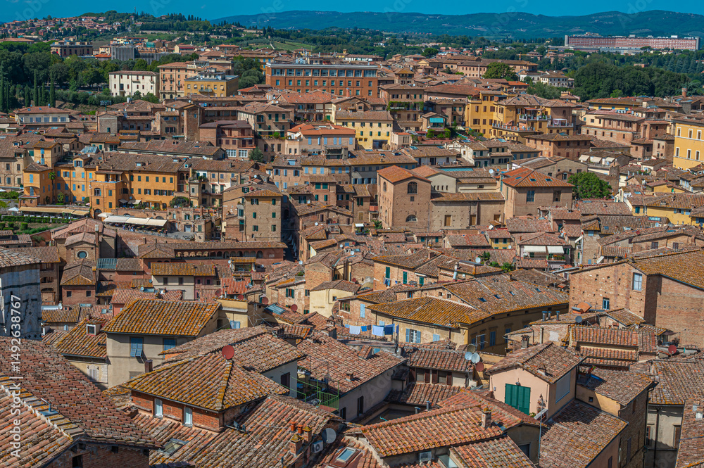 Fototapeta premium Aerial View of Siena Historic Cityscape Italy