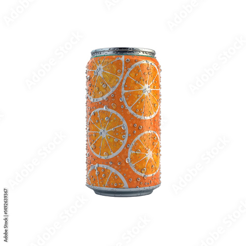 Refreshing Orange Juice Can with Condensation - 3D Render