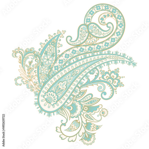 Floral Paisley colorful vector ornament. Isolated Pattern
