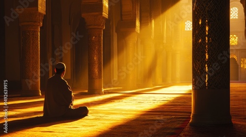 Prayerful Man in Mosque