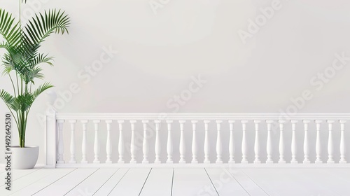White Background Balcony Background: Modern, Serene, and Visually Appealing for Design Projects