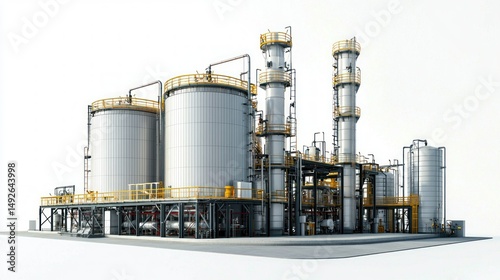 Hazardous chemical storage facility isolated on white background