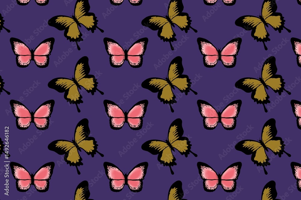 Fototapeta premium seamless background with butterflies