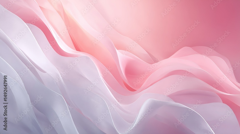 Obraz premium Blush to rose pink gradient with flowing organic shapes, a dreamy abstract backdrop evoking soft elegance.
