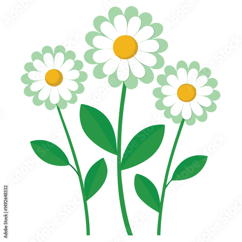 Bright and Fun Daisy Flowers in a Clean Vector Layout