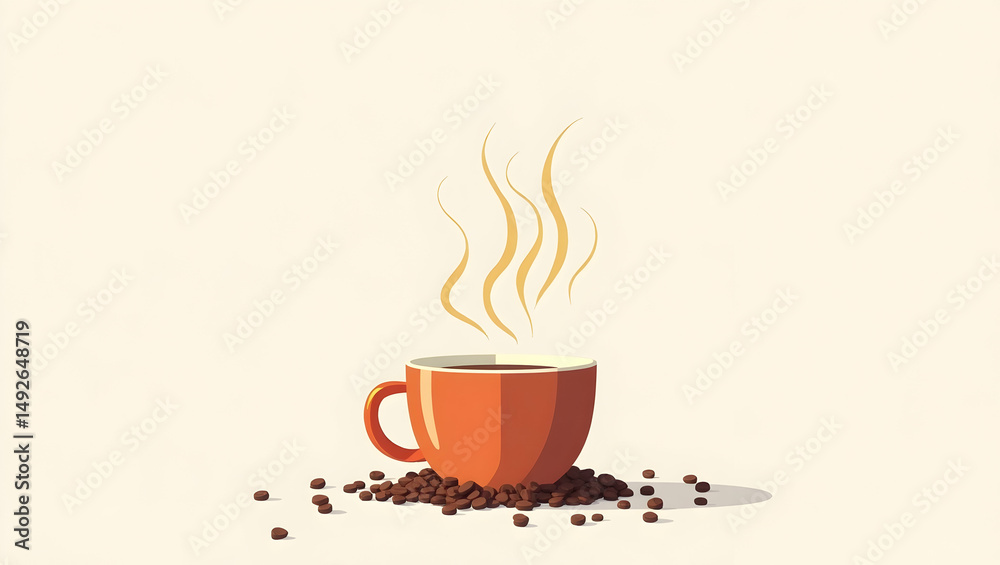 Obraz premium Flat Develop sleek coffee branding mockup imagery integrating minimalist design vibrant textures and premium brand elements to elevate product appeal in modern settings. in Simple flat cute vector il