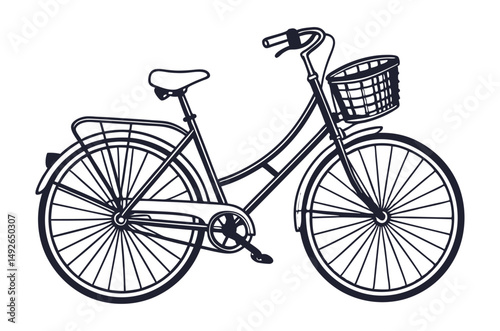 A silhouette of a road bicycle with curved handlebars a visible seat chain and gears Perfect for minimalistic designs or cycling themes.