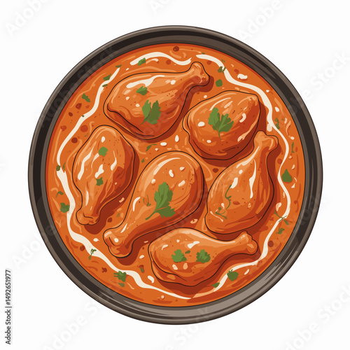 Butter Chicken Drumsticks in Creamy Tomato Gravy – Vector Style