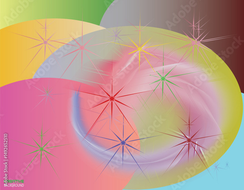 Abstract cosmic explosion with light colored starry balls