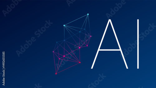 Artificial intelligence. Deep learning. Generative model. Smart digital technology. AI vector illustration for science, web design, business, future, robots. Network pattern