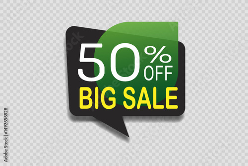 Modern sale discount banner in green and black design.