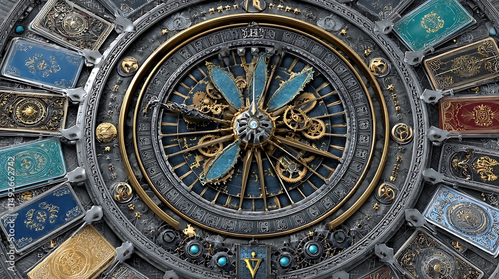 Obraz premium Intricate Steampunk Fortune Telling Machine with Vintage Aesthetic Details